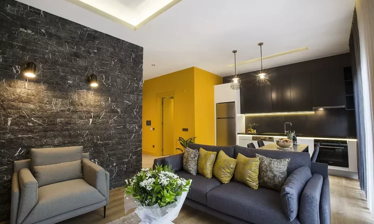 living room and kitchen