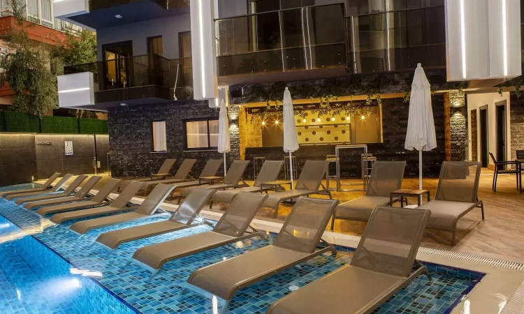pool and sunbeds