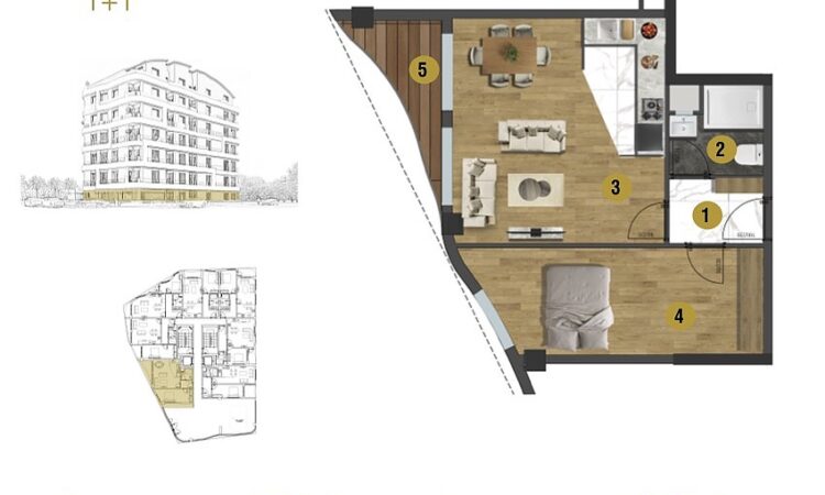 Apartments for sale in Muratpasa Antalya in Antalya with 58 m² of space.