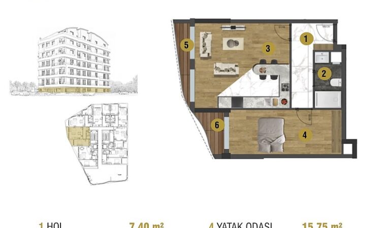 Apartments for sale in Muratpasa Antalya in Antalya with 58 m² of space.