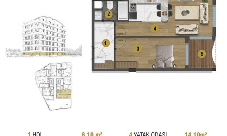 Apartments for sale in Muratpasa Antalya in Antalya with 58 m² of space.