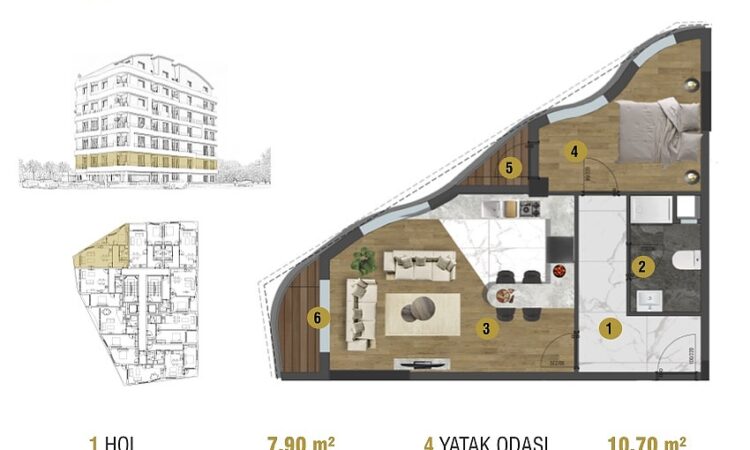 Apartments for sale in Muratpasa Antalya in Antalya with 58 m² of space.