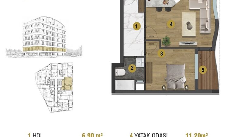 Apartments for sale in Muratpasa Antalya in Antalya with 58 m² of space.