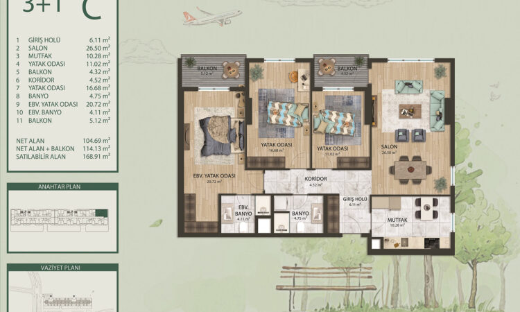 Apartments for sale in Arnavutkoy Istanbul in İstanbul with 69 m² of space.