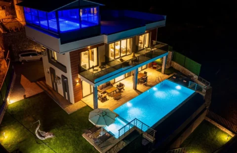 Luxury Detached Villa with Indoor and Outdoor Pools in Faralya, Fethiye