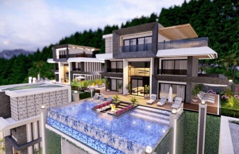 Stylish Detached Villas with City and Sea Views in Alanya Tepe