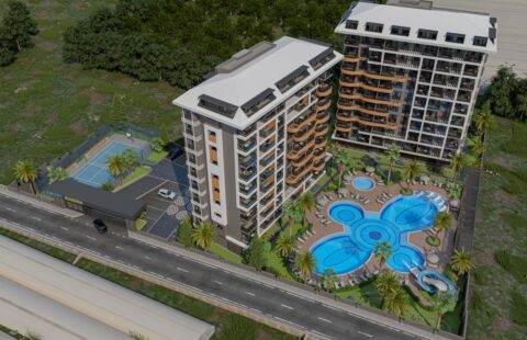 1-Bedroom Apartment with Pool View in Avsallar