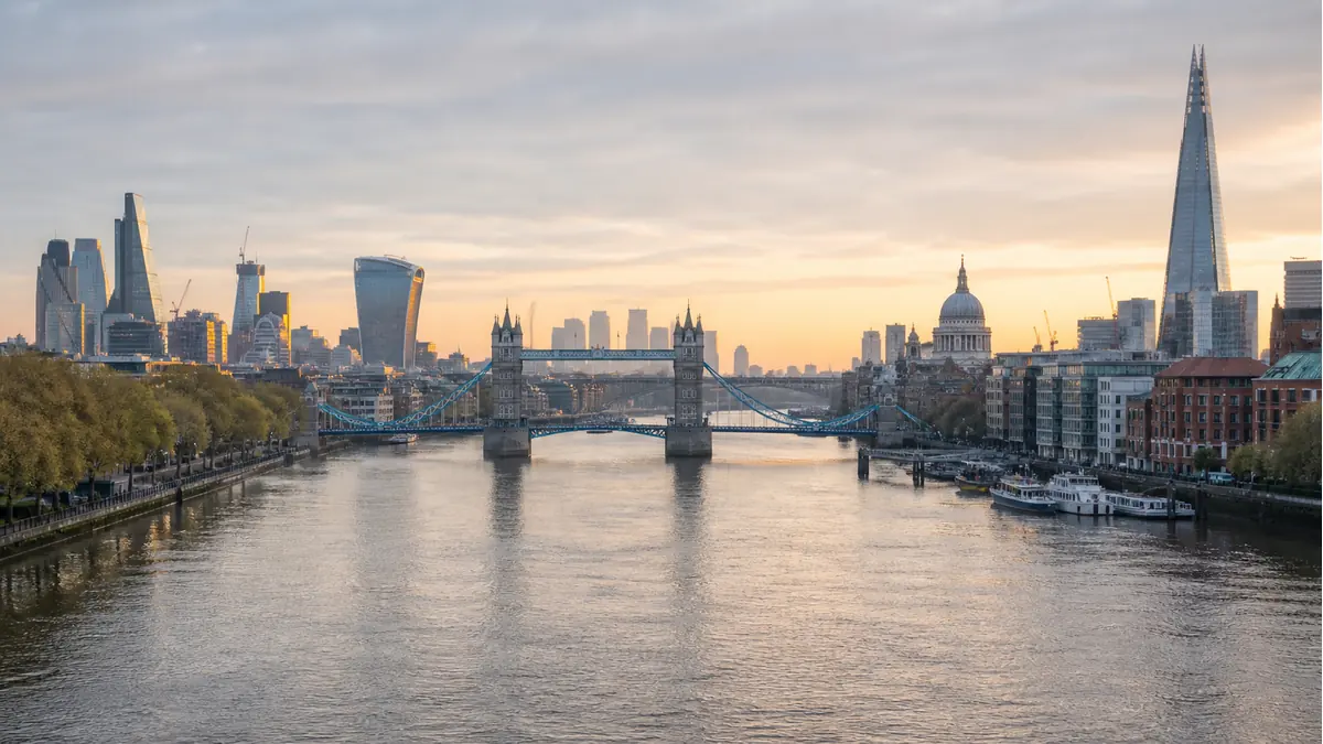 London skyline and River Thames for a guide to buying property in London