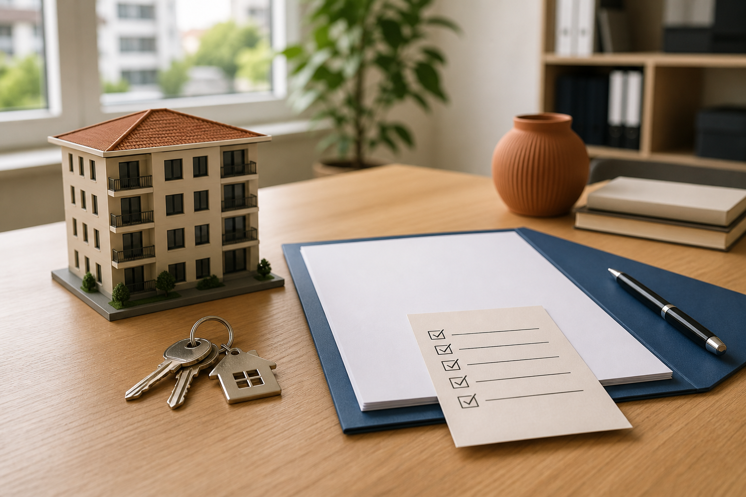 DASK insurance in Turkey buyer checks with apartment model, keys and checklist