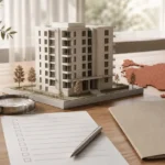 Model apartment building, checklist and map of Turkey arranged for property checks