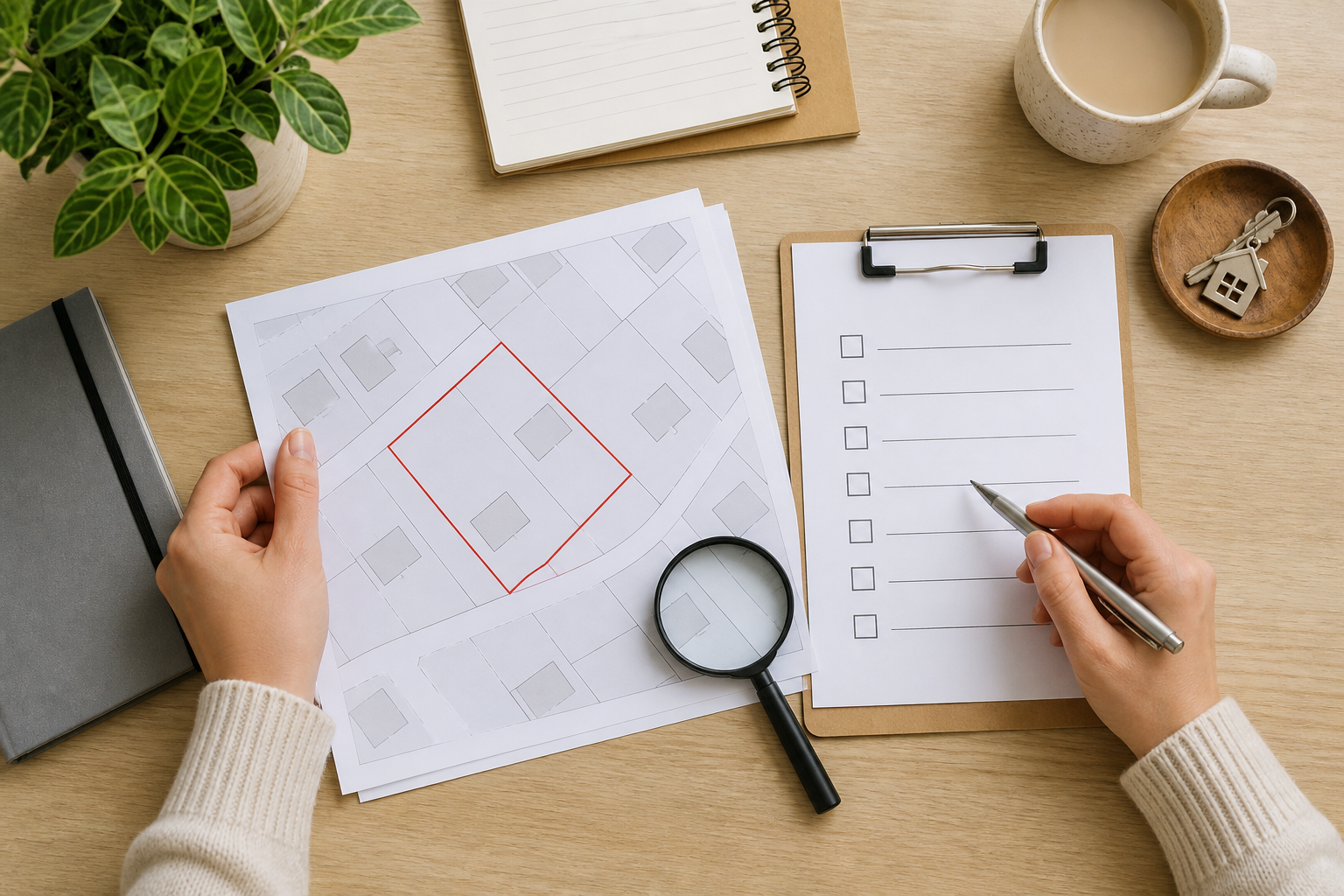 Checklist and boundary plan used to check property ownership UK information