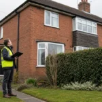 Surveyor inspecting a British house for a guide to UK property survey types