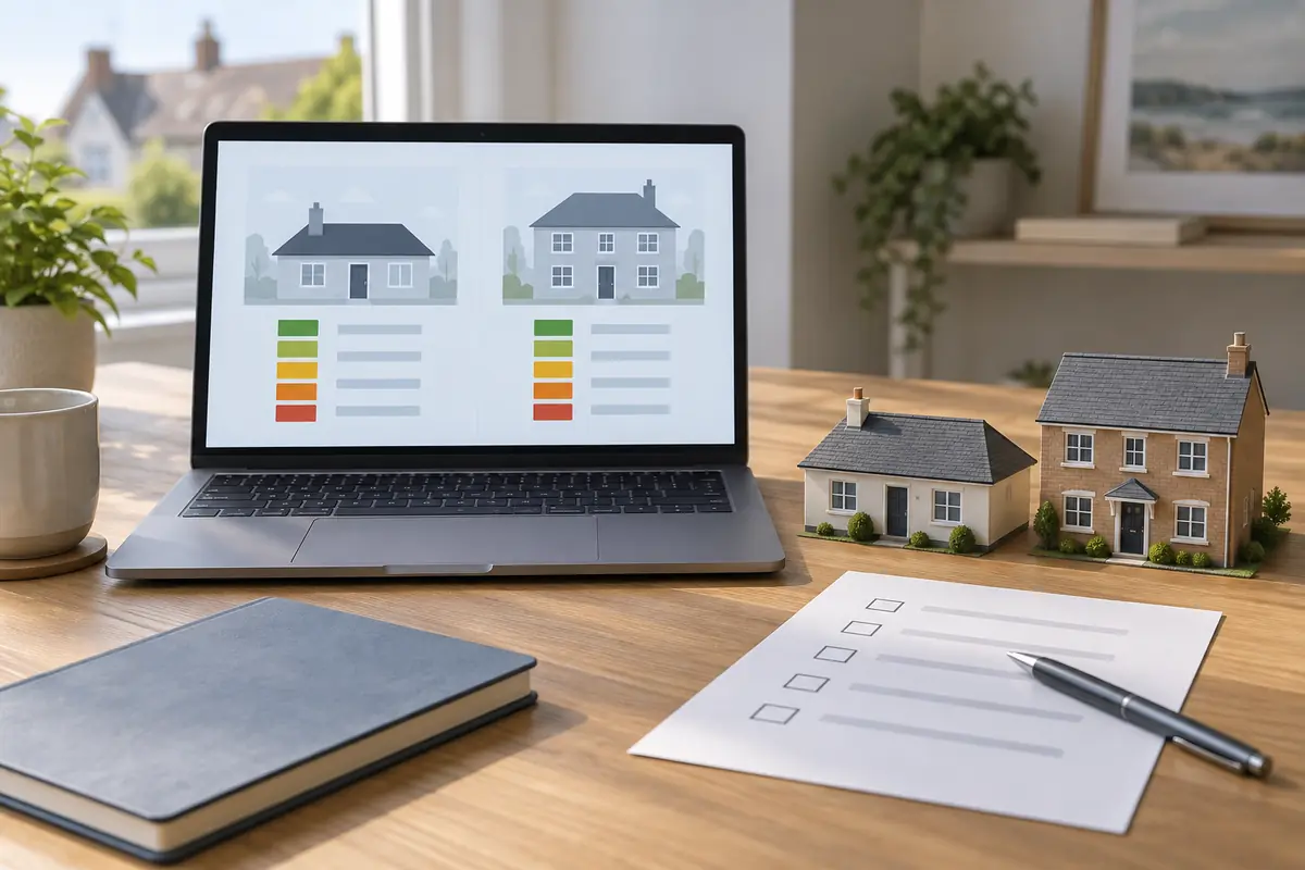 Check council tax band before buying with a house model, key and comparison card
