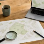 Local land charges search shown with a property map and magnifying glass