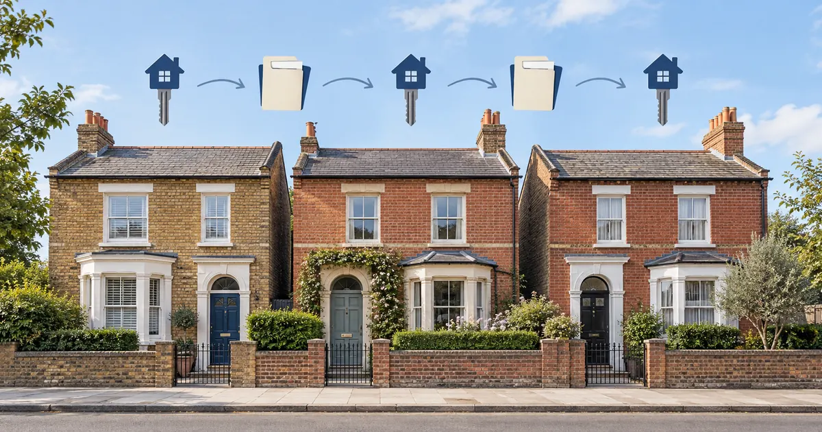 Linked British homes illustrating a property chain when buying a home