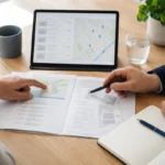 Buyer and conveyancing professional reviewing a generic property search pack
