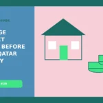 Custom editorial illustration for Mortgage Contract Reviews Before Buying Qatar Property, showing property finance records