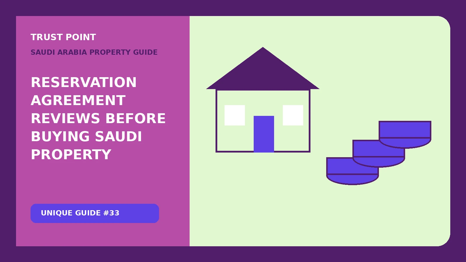 Custom editorial illustration for Reservation Agreement Reviews Before Buying Saudi Property, showing property finance records