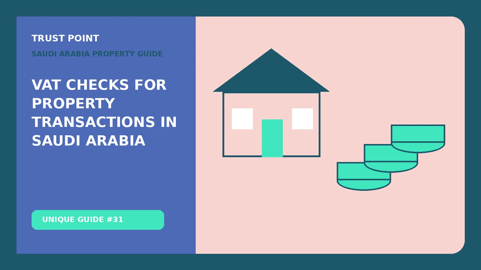 Custom editorial illustration for VAT Checks for Property Transactions in Saudi Arabia, showing property finance records