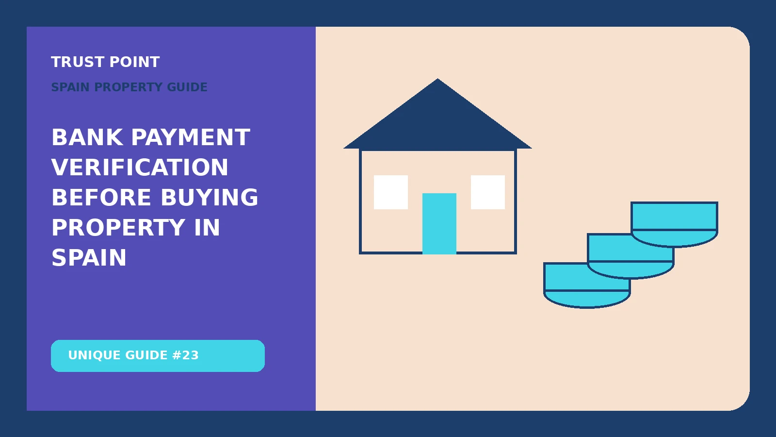 Custom editorial illustration for Bank Payment Verification Before Buying Property in Spain, showing property finance records