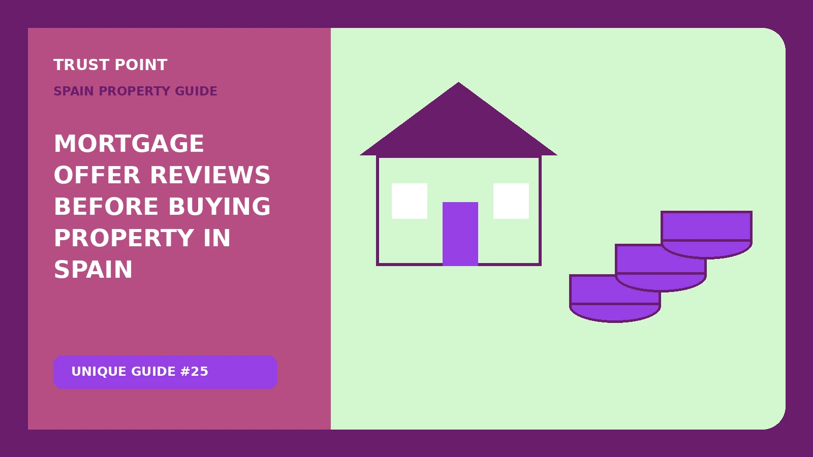 Custom editorial illustration for Mortgage Offer Reviews Before Buying Property in Spain, showing property finance records
