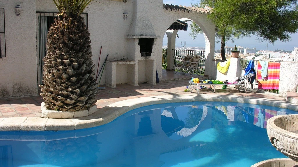 White villa with terraces and pool in Nerja, Spain