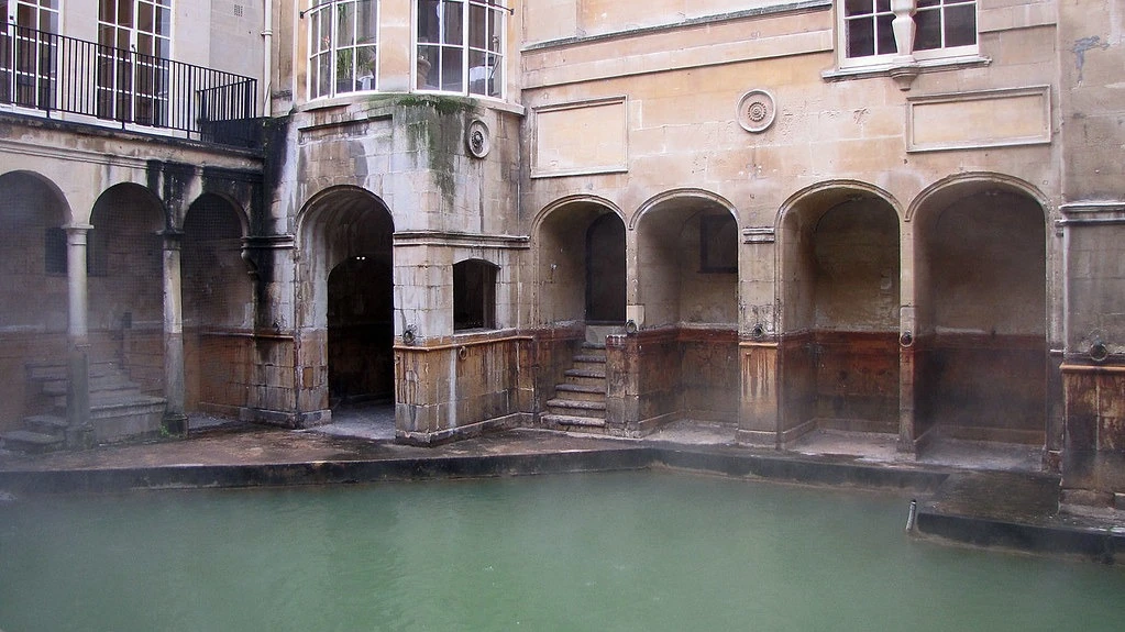 Floodwater collected inside an enclosed residential courtyard